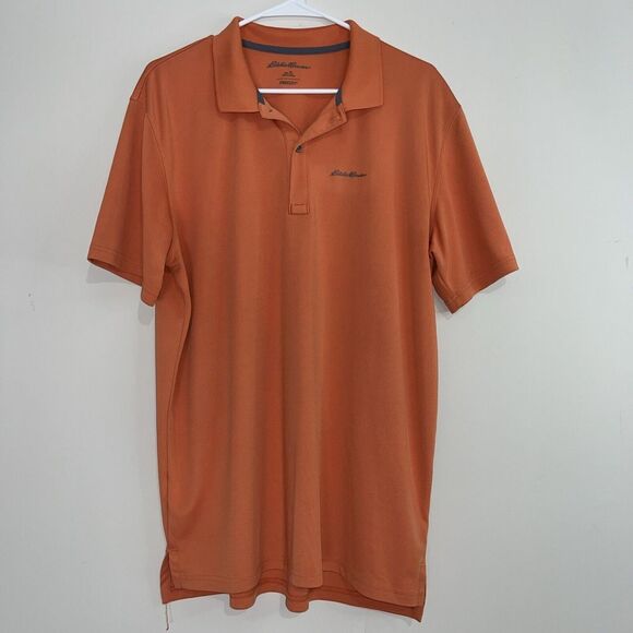 Eddie Bauer Size TL Men’s Polo Shirt Orange Gray Performance - Picture 1 of 9